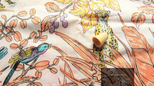 Jungle Print Vintage Cotton Blend Fabric 45 Wide By 2 1/8 Yards