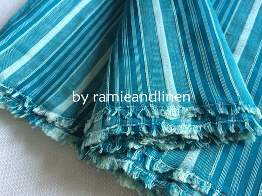 Silk Fabric, Silk Linen Blend Stripes Jacquard Half Yard By 45" Wide