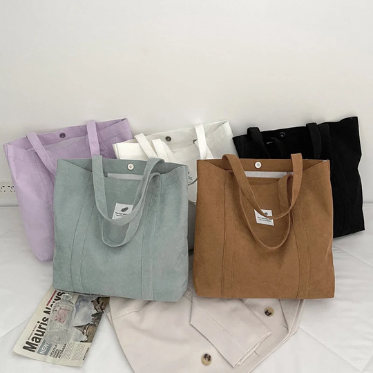 103-Huffmanx Corduroy Shoulder Bag Purse Tote Women Vintage Shopping Bags Hip Pop Set Best Gift For Her