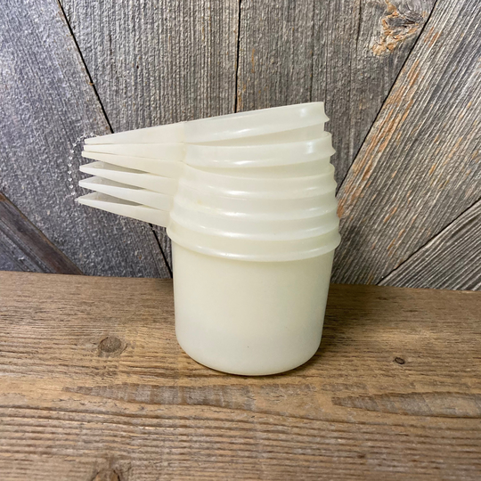 Vintage Tupperware Measuring Cups {Plastic Tupper Ware Cup Set} Clear 6 Piece Complete Wedding Gift Kitchen 761