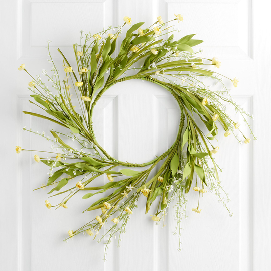 Pier Place Yellow Faux Daisy and Berry Wreath by World Market