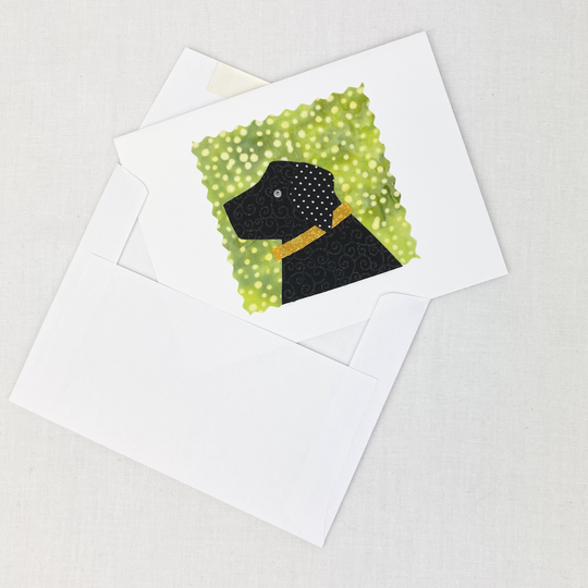 Dog Card, Handmade, Fabric, Cute Puppy Birthday Card, Blank Card With Envelope, Thank You Retriever Pet