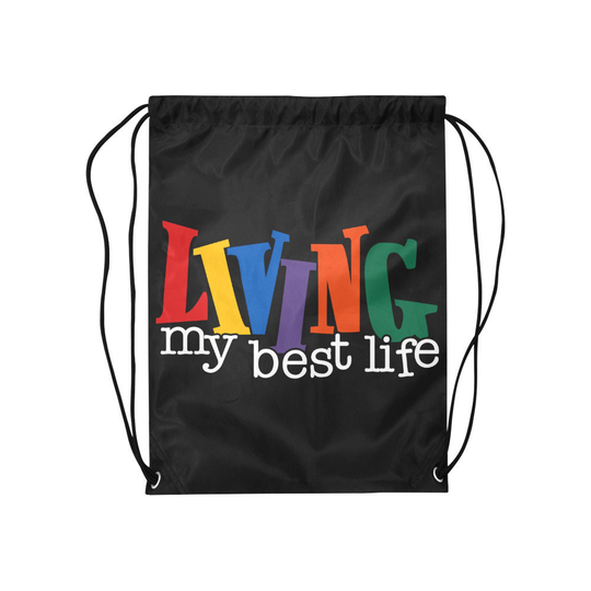 Living My Best Life Drawstring Backpack Bag Football Gym College Great Gift Idea Free Shipping Worldwide Pick Your Color