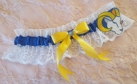 Royal Blue Yellow White Lace Wedding Garter Belt Toss Or Set