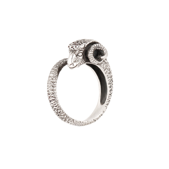 Ram Ring, Black Sheep Ring, Goat Ring in Sterling Silver, Aries Silver Capricorn Animal Rings