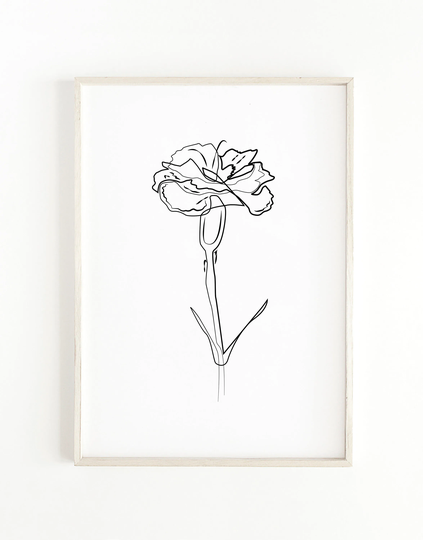 Carnation, Carnation Line Art, Print, Botanical Minimalist Flower, Moder Decor
