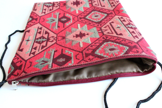 Armenian Bag Crossbody Cotton Blend Red Ethnic Ornament With Black Rope Tote Bag Shopper Bags Rectangle For Mobile Phone Spring Gifts