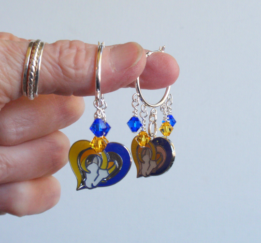 La Rams Blue & Gold Crystal 23mm Hoop Earrings
