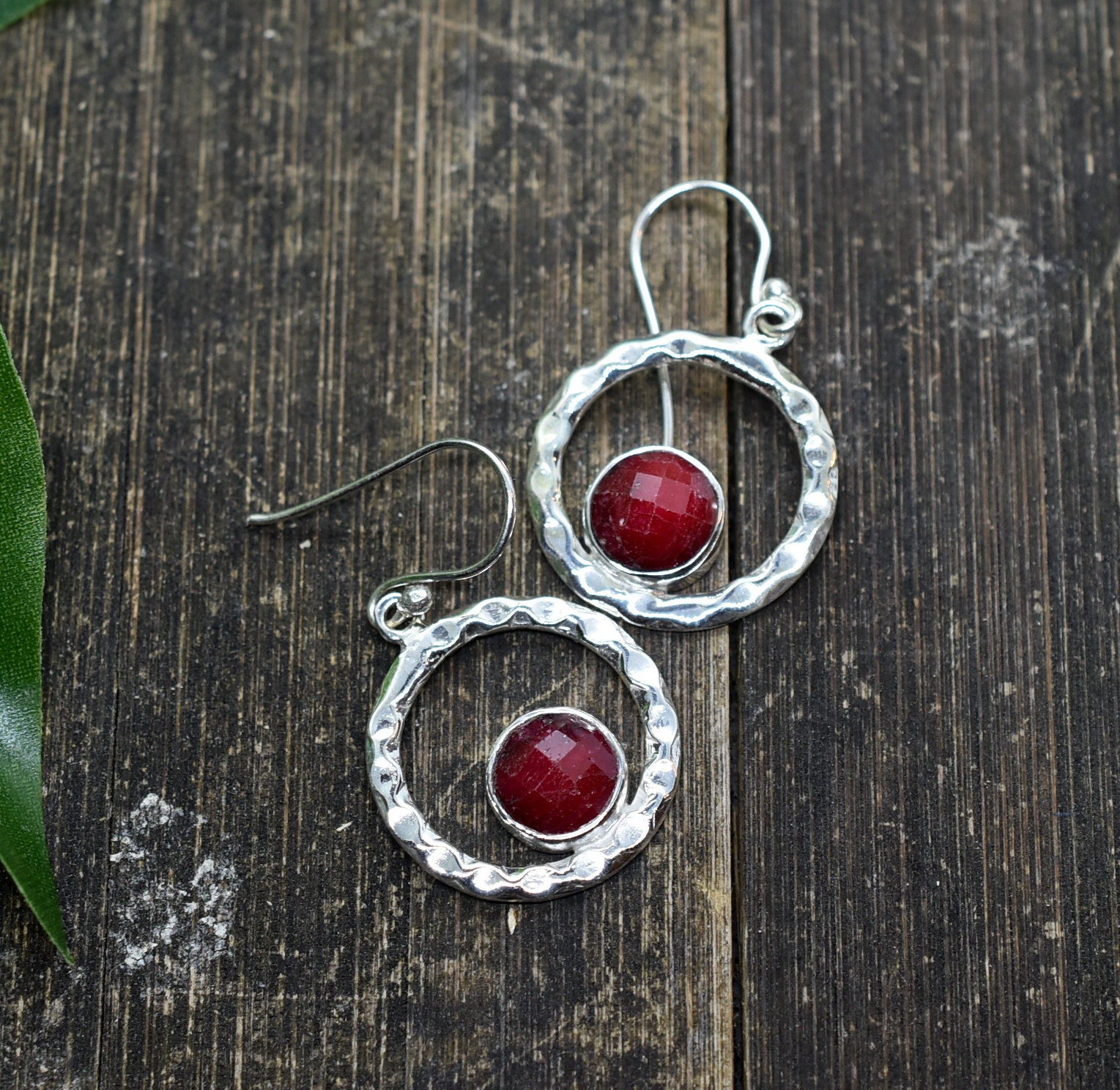 Ruby Silver Earring, Boho Dangle Drop Earring , Stud Handmade Gift For Her, Christmas For Mother