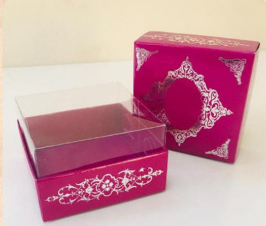 Folding Disassembled Box 3.1''x3.1''x 1.18'' Inç 10-Piece Cardboard Box With Silver & Gold Print Patterns