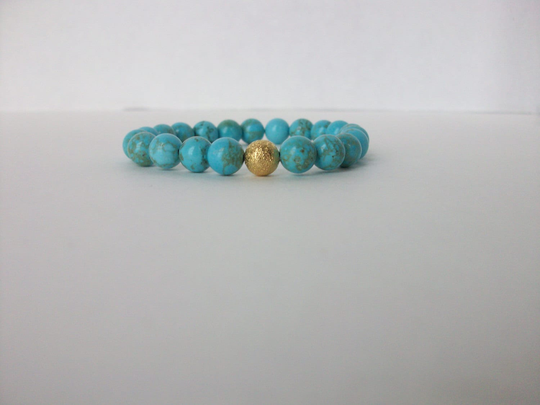 Turquoise Bracelet, Beaded Gemstone Stretch Stacking Bracelets, Appeal, Gsa