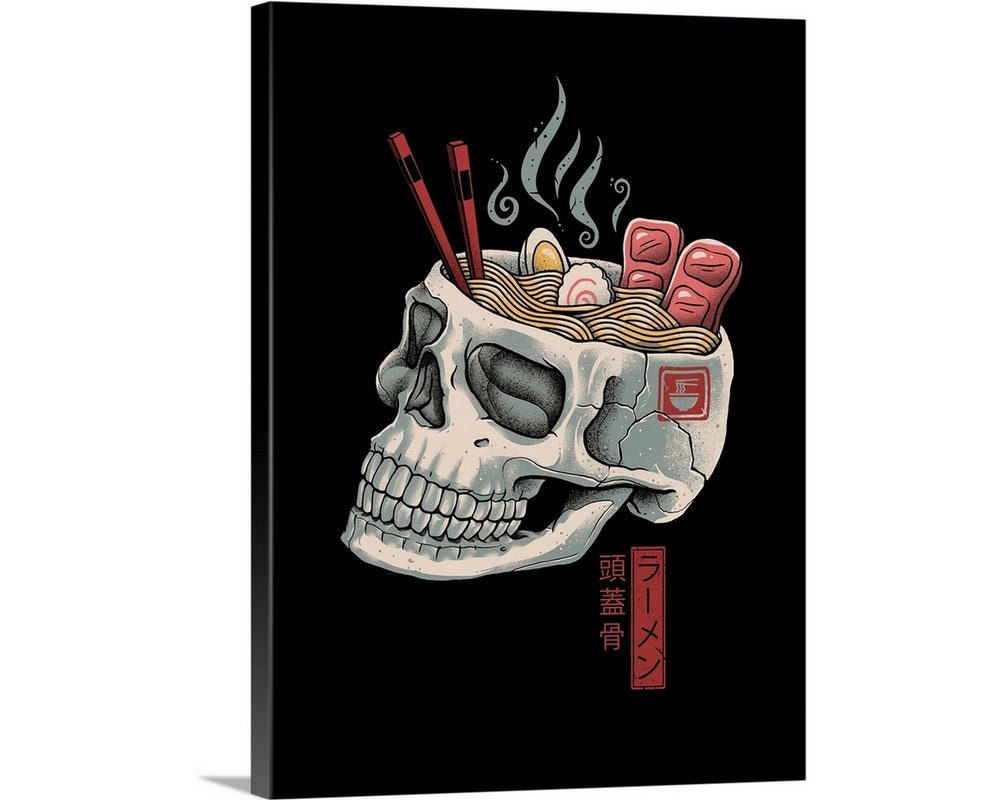 Ramen Skull Canvas Wall Art Print