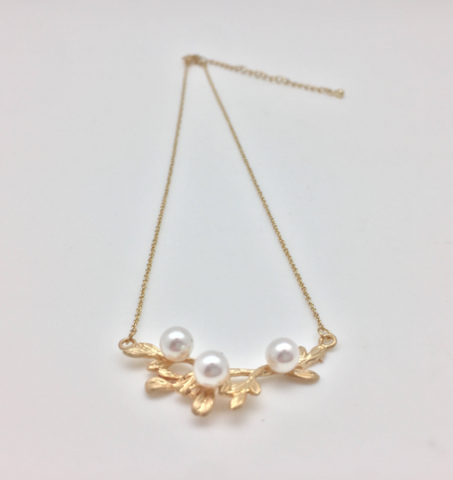 Pearl Branch Necklace // 16 Inches With 2" Extension Non Tarnishing Gold Plated Brass