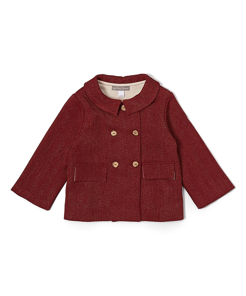 Burgundy Wool Blend Peacoat