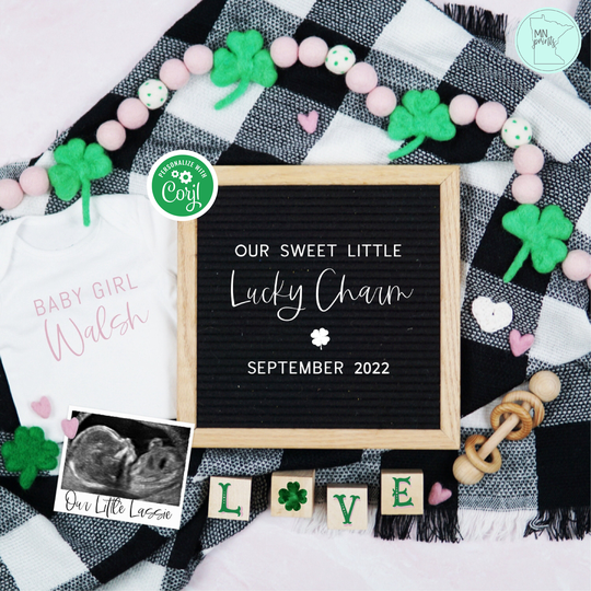 Girl St. Patrick's Day Pregnancy Announcement, Patty's Baby Announcement Template, Digital It's A Lucky Charm Reveal