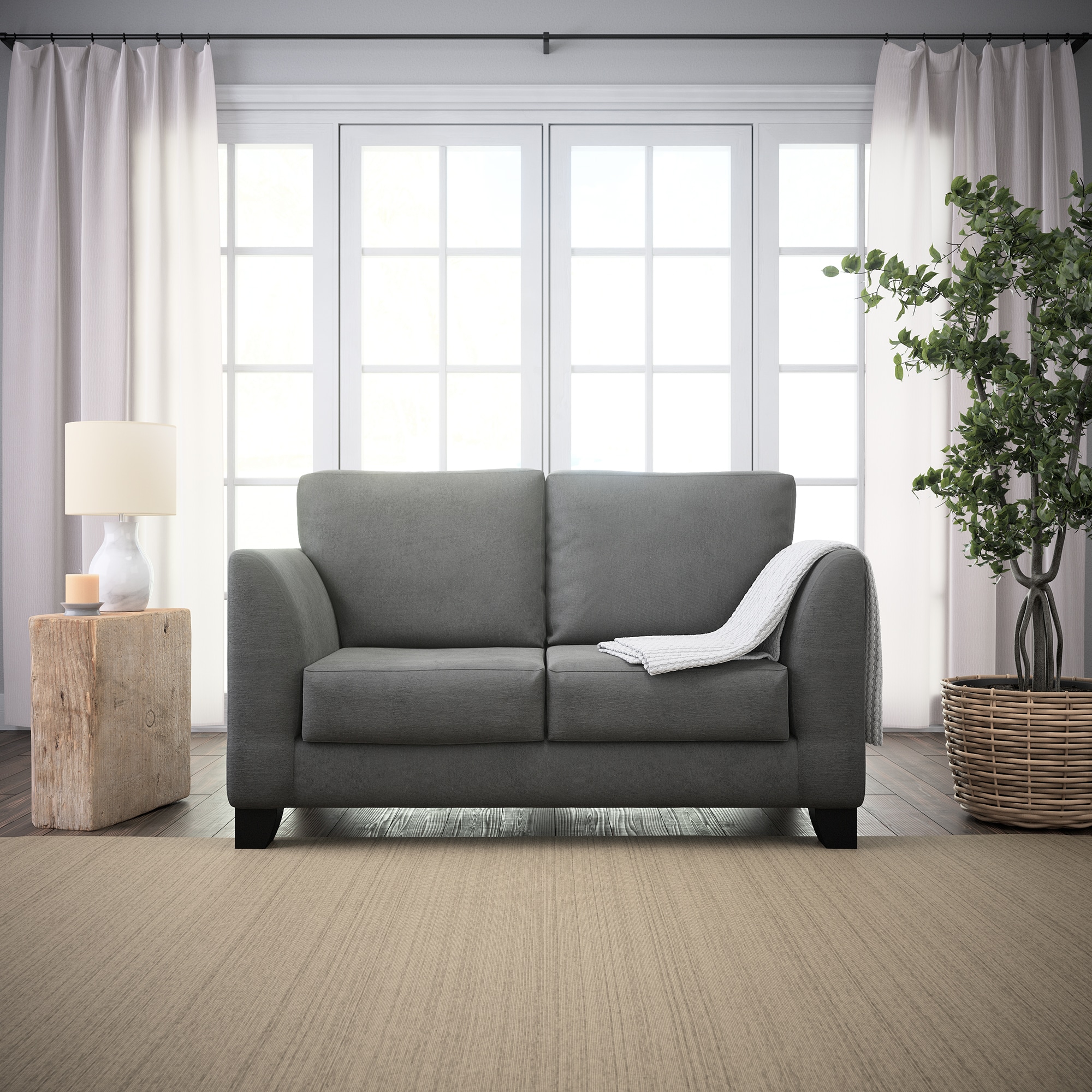 Brookside Holly Modern Charcoal Polyester/Blend Loveseat in Gray | BS0006LVS00CH