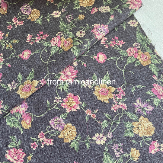 Japanese Imported, Wool Blend Fabric, Countryside Flowers Print, & Poly Fat Quarter, 18" By 21" Wide
