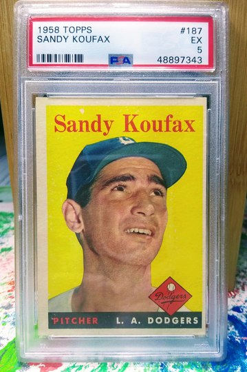 1958 Topps Sandy Koufax #187 Los Angeles Dodgers Psa 5 Ex