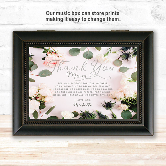 Thank You Mom Personalized Music Box, Mother Gift, Home Décor, Mother, Mom, Floral