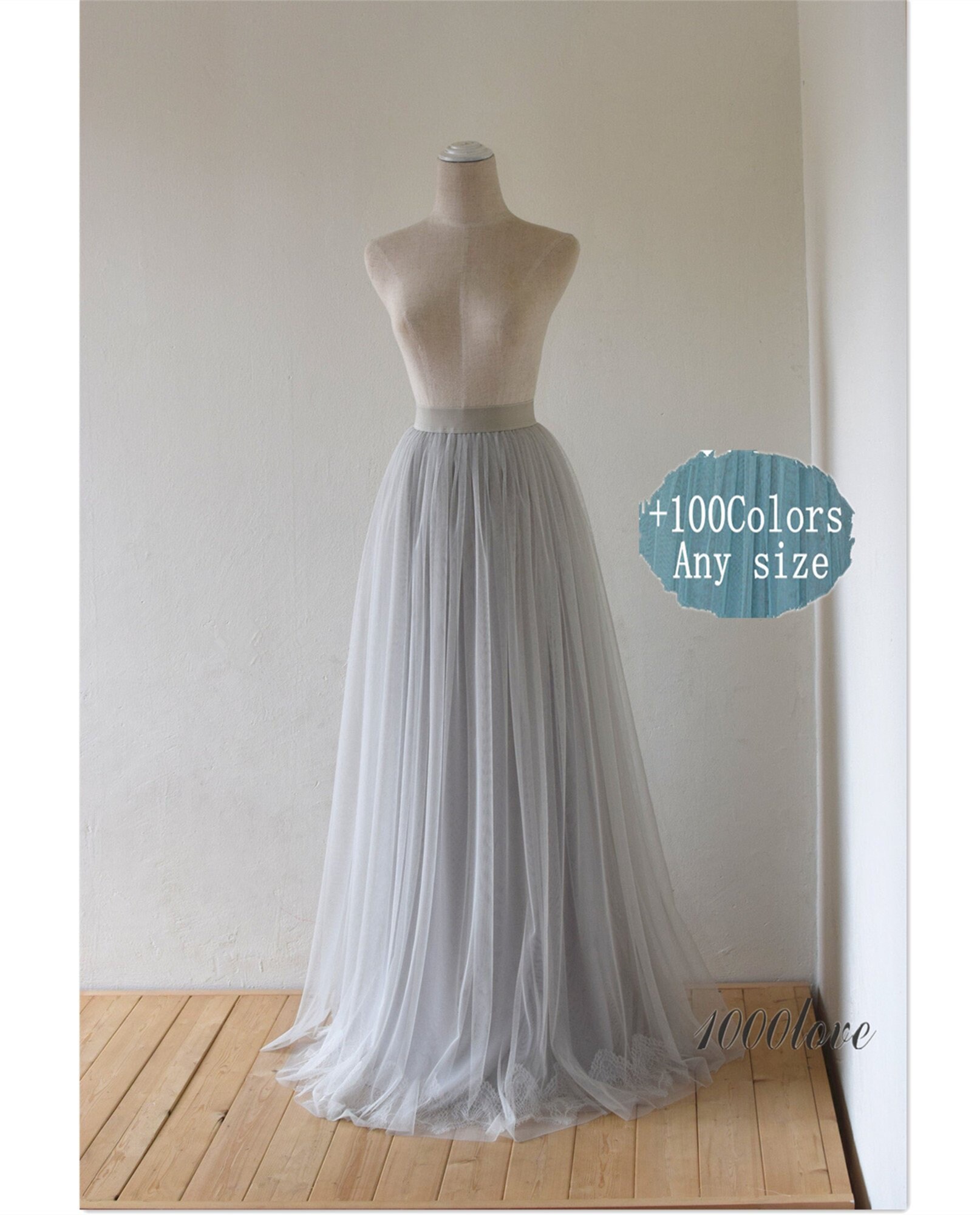 Maxi Tulle Skirt With Lace , Bride Dress Bridesmaid Wedding Party