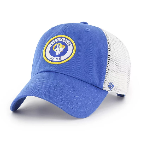 Men's '47 Royal/White Los Angeles Rams Highline Clean Up Trucker Snapback Hat, Blue