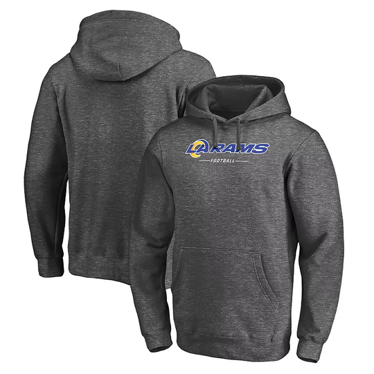 Men's Fanatics Branded Heathered Charcoal Los Angeles Rams Logo Team Lockup Pullover Hoodie, Size: Medium, Grey