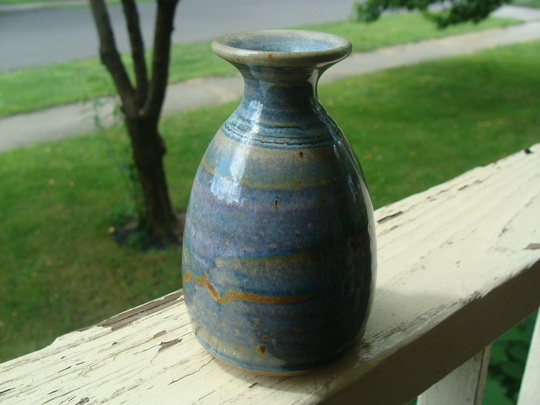 Signed Peter Vase Studio Art Pottery With Blended Glaze Dated "Peter 95"