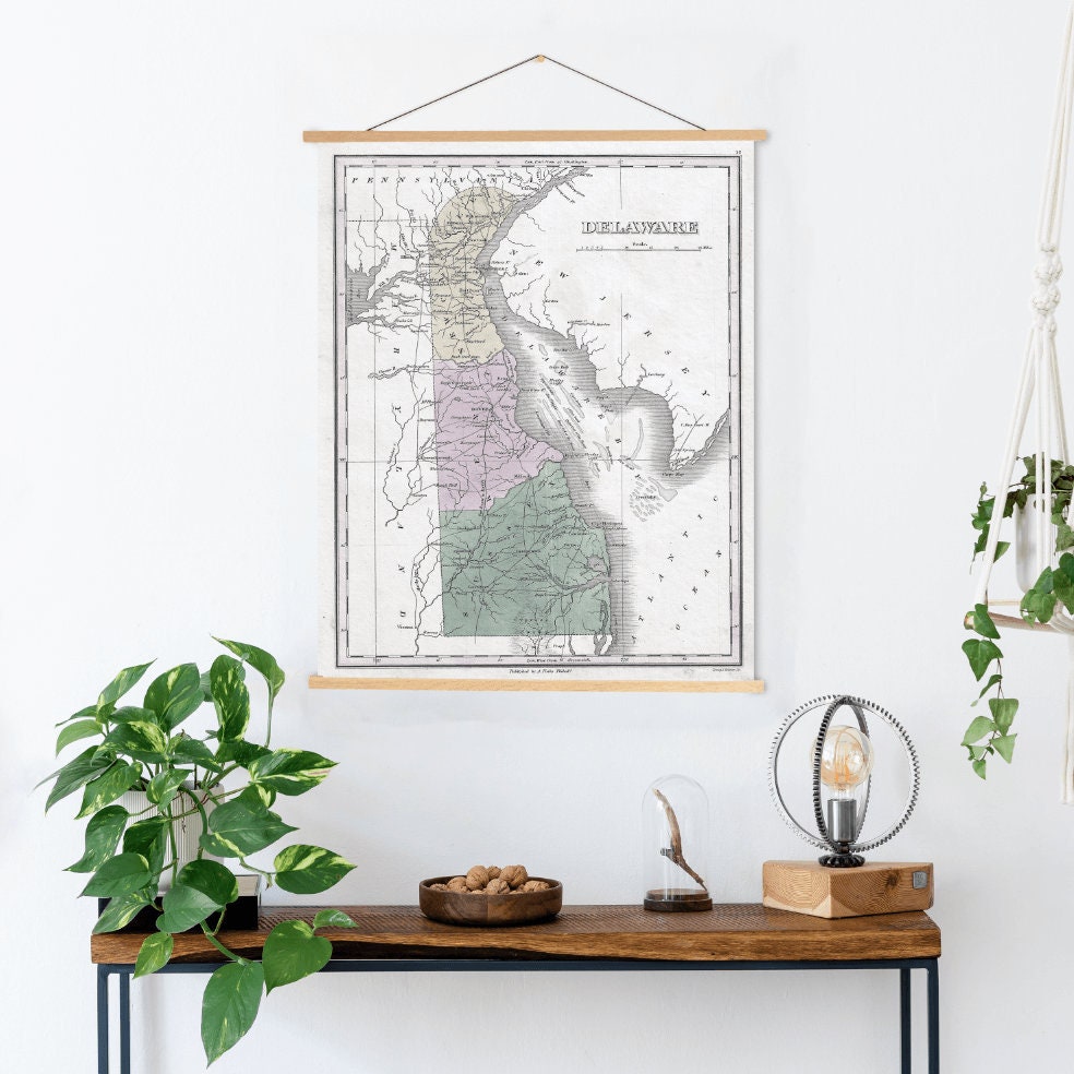 Delaware Antique Color State Map Print | Canvas Art Printed Marketplace