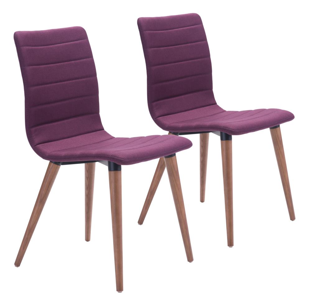 Zuo Modern Set of 2 Jericho Contemporary/Modern Polyester/Polyester Blend Upholstered Dining Side Chair (Wood Frame) in Purple | 100275