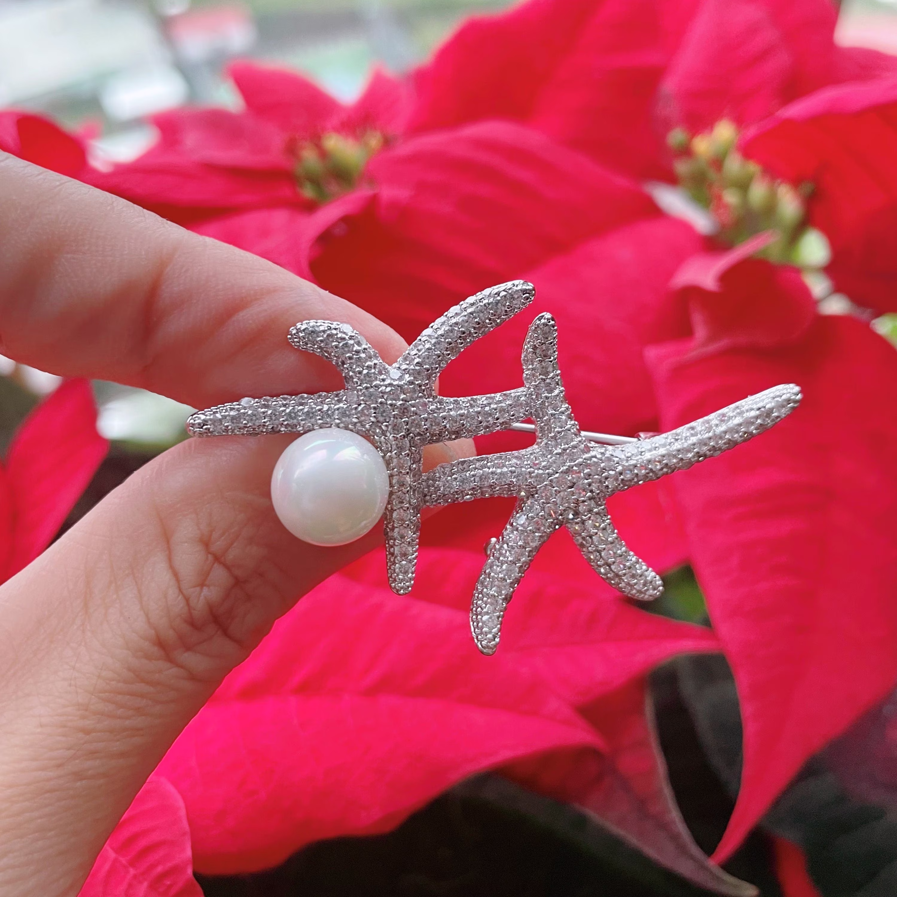 starfish Brooch.handmade Gift Pin .sea Patch Brooch.swarovski Crystal Brooch.brooch For Women.wedding Gift.mother Day Gift.minimalist Brooch