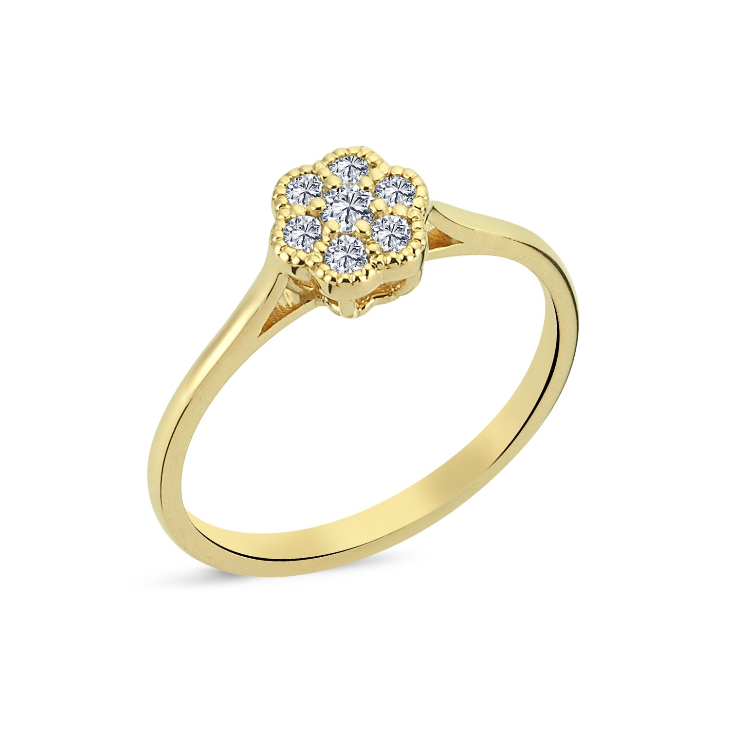 Daisy Diamond Ring | Flower Nature Inspired Cluster Botanical Jewelry Wedding Band