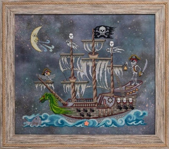 Glendon Place "Poltergeist Pirates" Counted Cross Stitch Pattern~Halloween Stitch~Pirate Ship Stitch~Haunted Pirate Pattern
