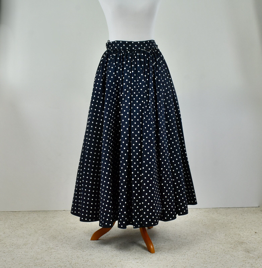 1980S Valentino Navy Silk Polka Dot Long Skirtsz 12Unworn With Tags....saks 5Th Ave | 1990.00 Usd