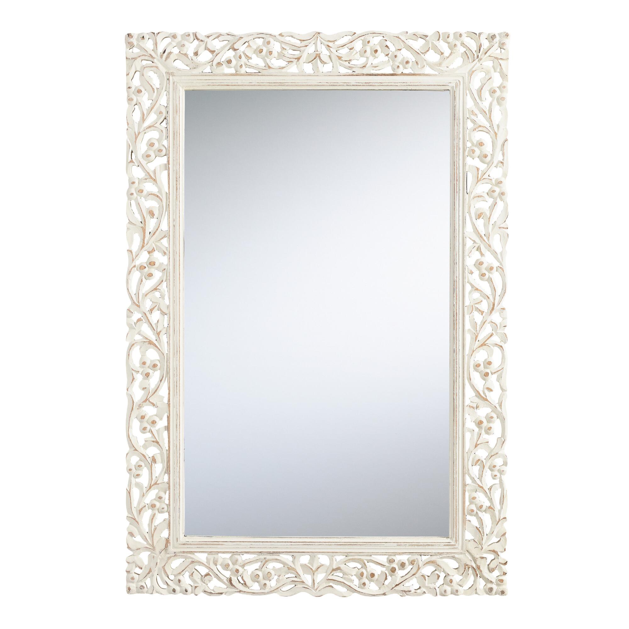 Whitewash Carved Wood Segovia Mirror - Large by World Market