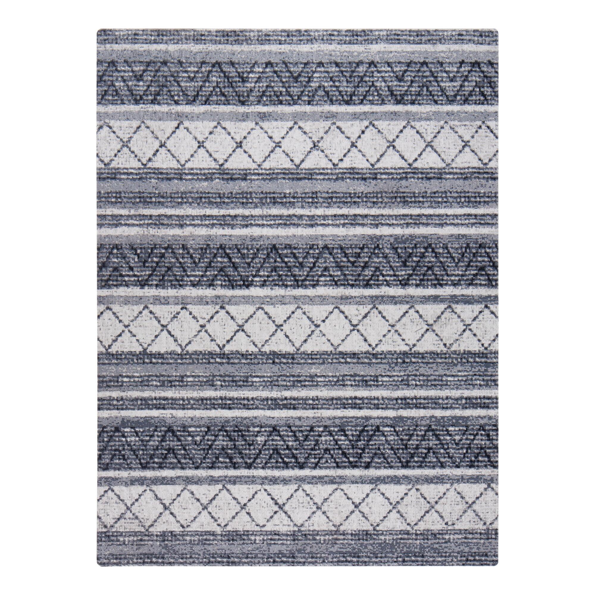 Gray Geometric Stripe Home Office Chair Mat: Gray/White by World Market