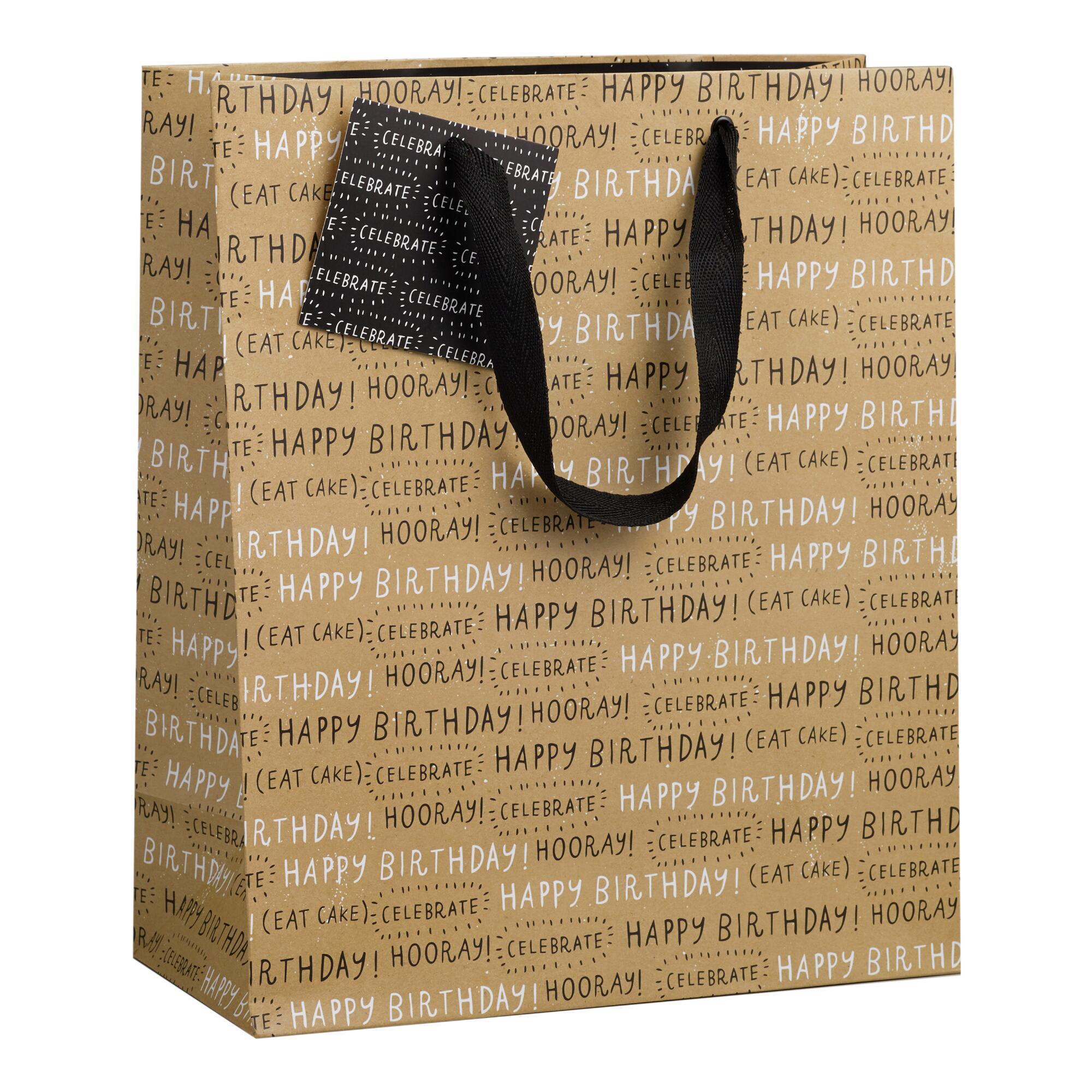 Large Brown Happy Birthday Kraft Gift Bag by World Market