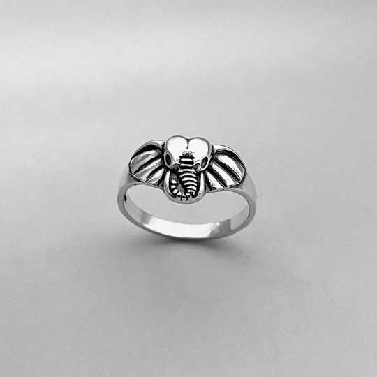 sterling Silver Elephant Head Ring, Good Luck Animal Ring