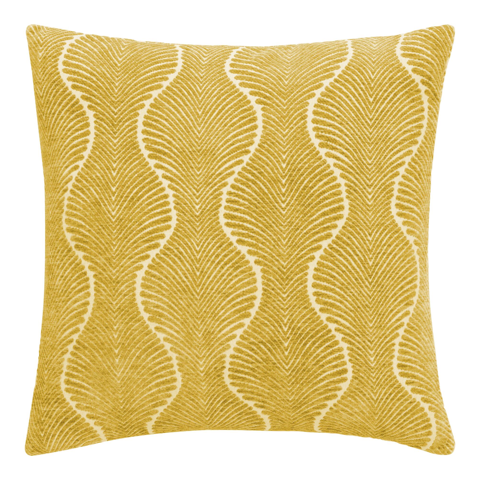 Golden Yellow Ogee Jacquard Throw Pillow by World Market