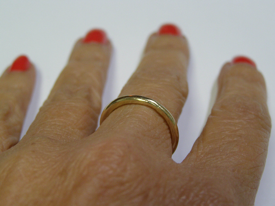 14K Wedding Band Ring, 2mm Solid Gold Handmade Ring