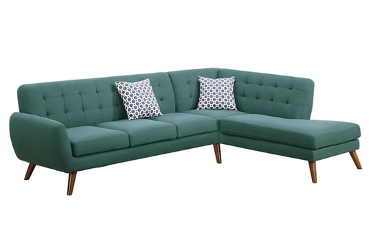 Poundex Belinda Midcentury Laguna Polyester/Blend Sectional in Blue | F6955
