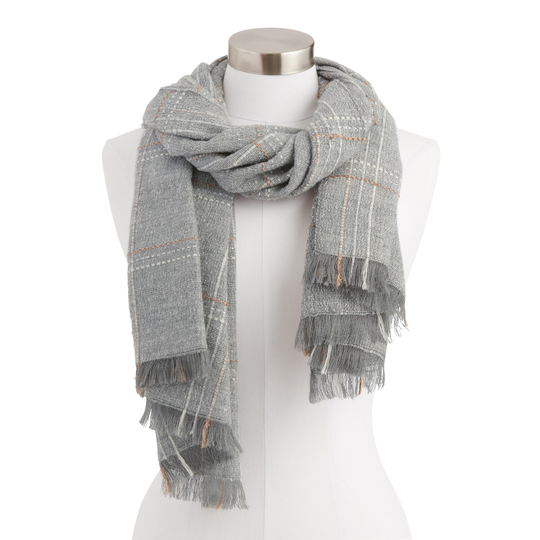 Gray And Orange Plaid Scarf: Multi by World Market