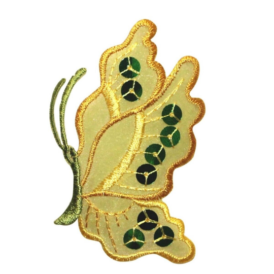 Id 2060 Sequin Butterfly Side View Patch Insect Bug Embroidered Iron On Applique