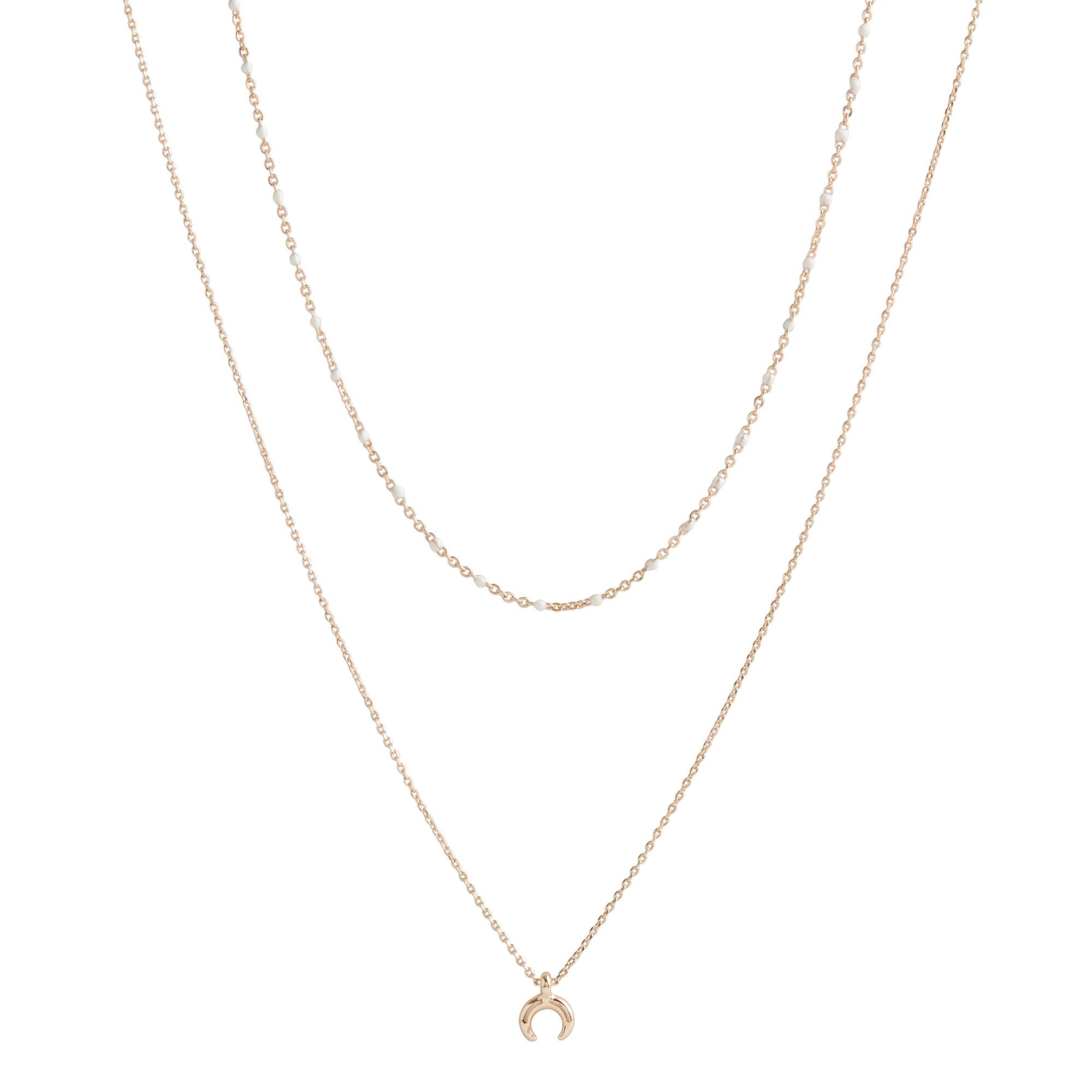 Gold And White Beaded Necklaces 2 Pack by World Market