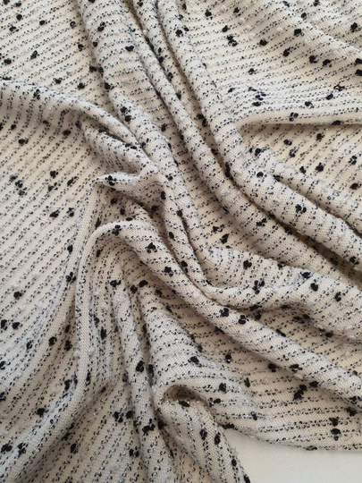 strech Knitted Jersey Fabric, Blend Of Viscose & Polyester, Elastic For Sweatshirt, Dress, Cardigan, Milk White