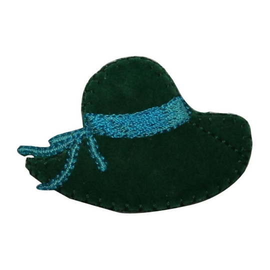 Id 7654 Felt Green Sun Hat Patch Band Fashion Shade Embroidered Iron On Applique