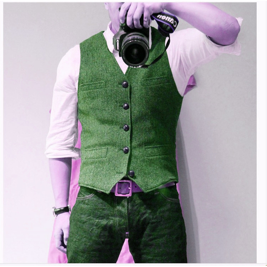 Men's Suit Vest Blue Single Breasted Woolen Blended Mens Vest Denim Jeans Waistcoat Jacket Slim Fit Casual Formal Business - green, xxxl