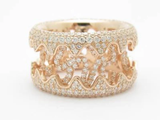 Liv Rose Gold Sterling Silver Diamond Set White Sapphire Pave Design Eternity Ring