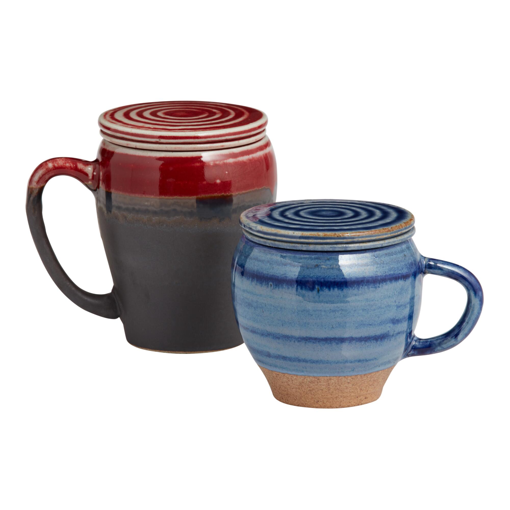 Reactive Glaze Infuser Mugs Set of 2: Multi - Stoneware by World Market