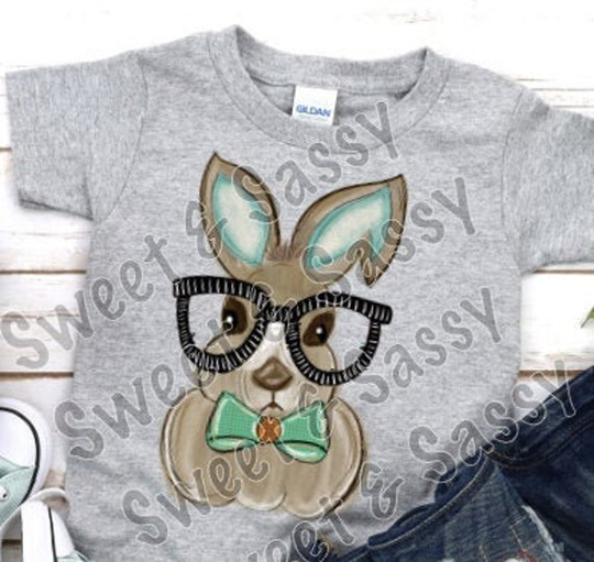 Boy Bunny With Glasses, Ready To Press Sublimation Transfer