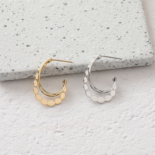 20x29mm 14K Gold Plated Brass C Ear Studs Geometry Earring With 925 Sterling Silver Pin Gl221
